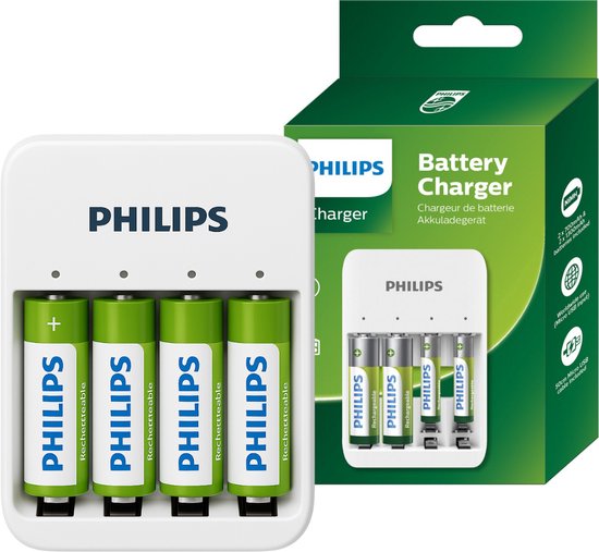 Philips Batterijlader incl. Oplaadbare Batterijen