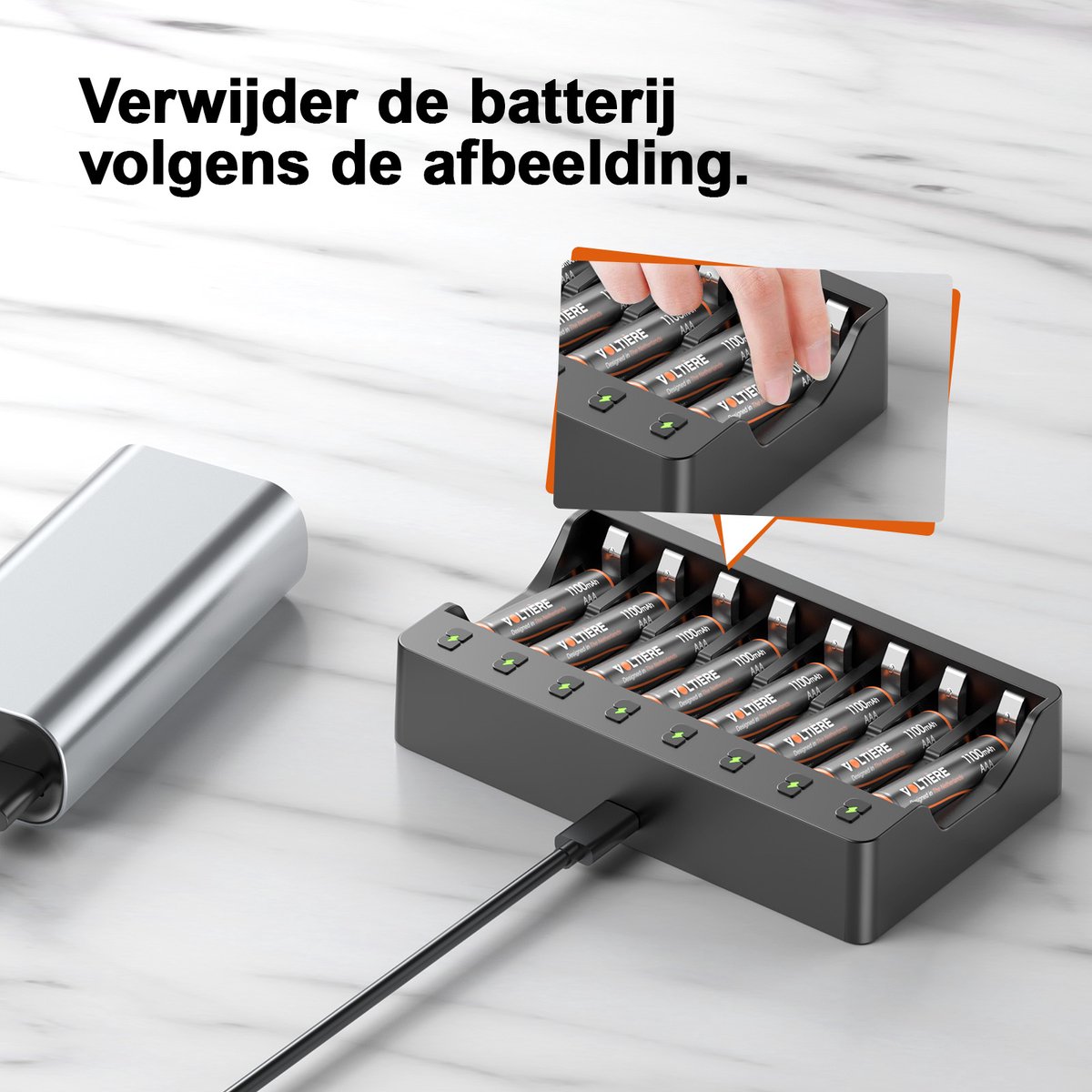 Voltiere Batterij Oplader 8x AA/AAA