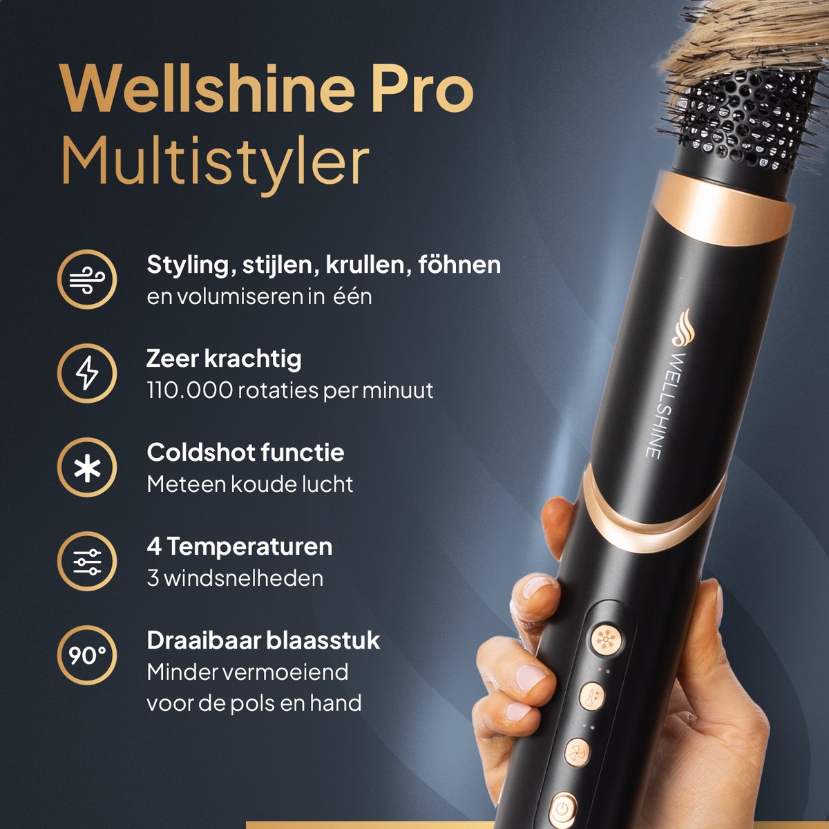 Wellshine 8-in-1 Airstyler föhnborstel